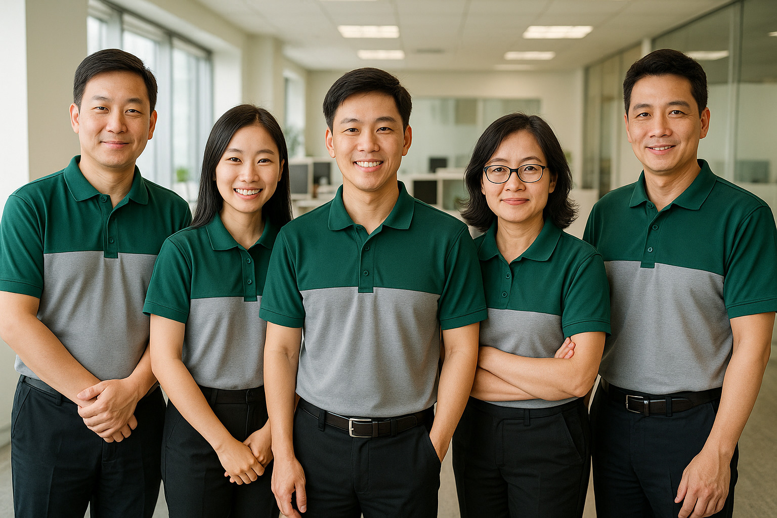 Team wearing corporate uniforms